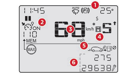 Citroen C3 Aircross: Wskazania W Zestawie Wskaźników - Przyrządy Pokładowe - Citroen C3 Aircross - Instrukcja Obslugi